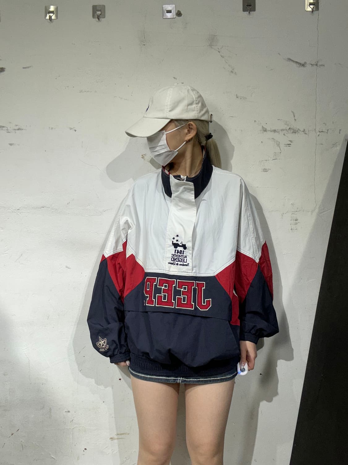 지프 화이트 네이비 올드스쿨 바람막이 트랙 아노락 자켓 F 상품이미지2