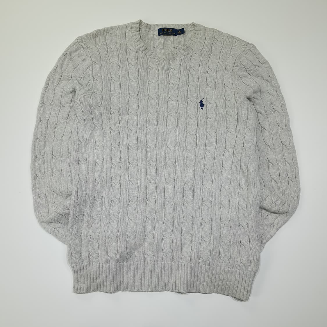 CL042 M 폴로 랄프로렌 아이스 그레이 시그니처 케이블 코튼 니트 상품이미지1