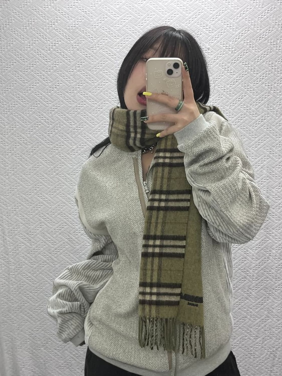 발망 빈티지 모던 캐주얼 울 체크 목도리 C07474 상품이미지2