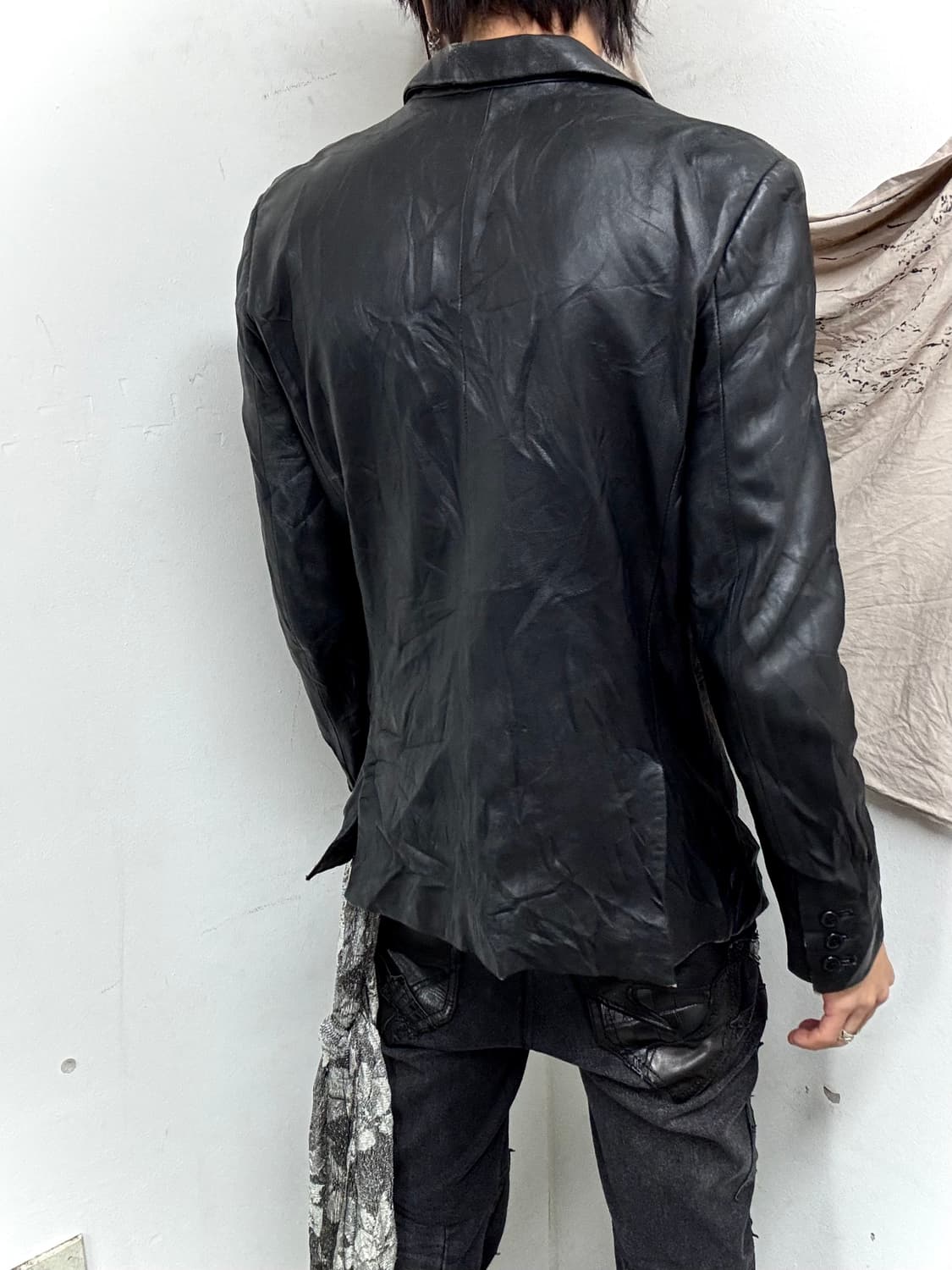 [WOOD DOWN]Chic Black Leather blazer 상품이미지4