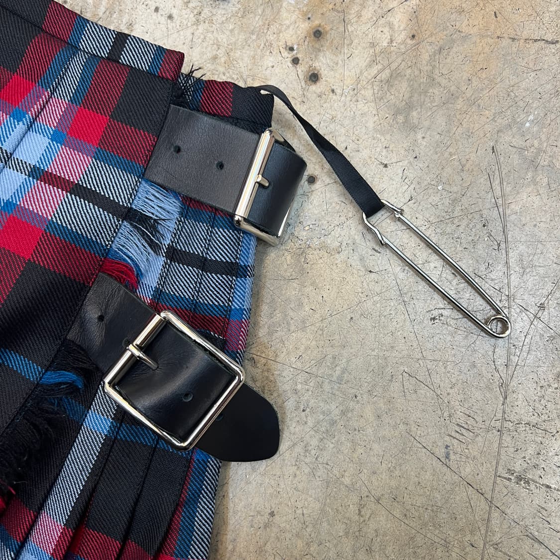 울 체크 플리츠 랩 스커트 상품이미지3