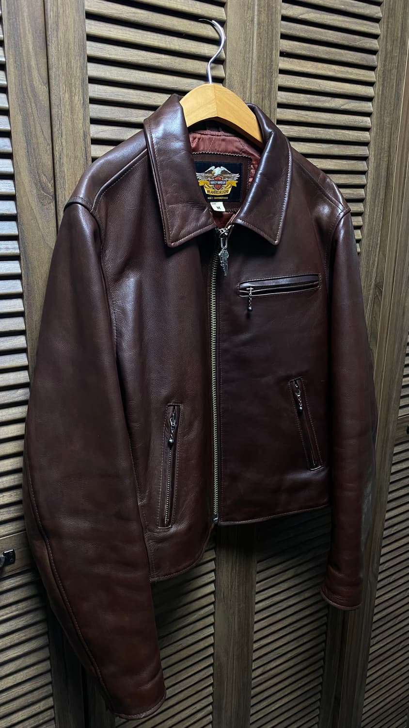 할리데이비슨 카우하이드 라이더 가죽 자켓m 아메카지 에어로레더 rrl 상품이미지2