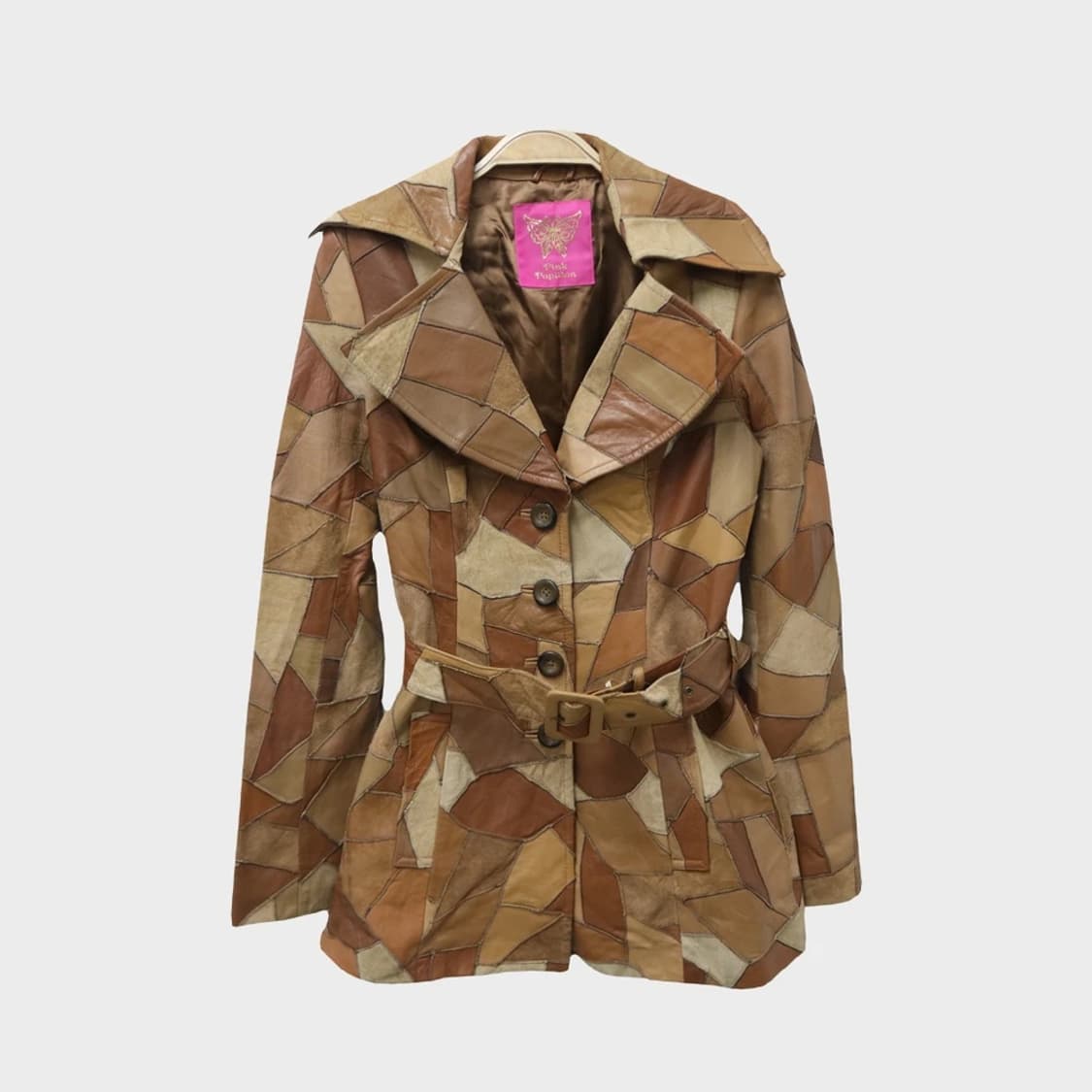 PINK PAPILLON 가죽 패치워크 벨트 자켓 62303 상품이미지1