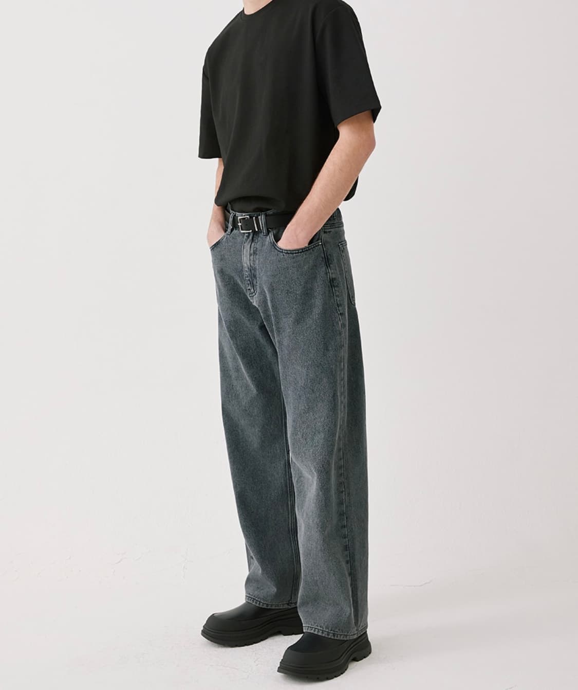 트릴리온 바이오스톤 워싱 와이드 데님 팬츠 (BLUE GRAY) M 상품이미지2