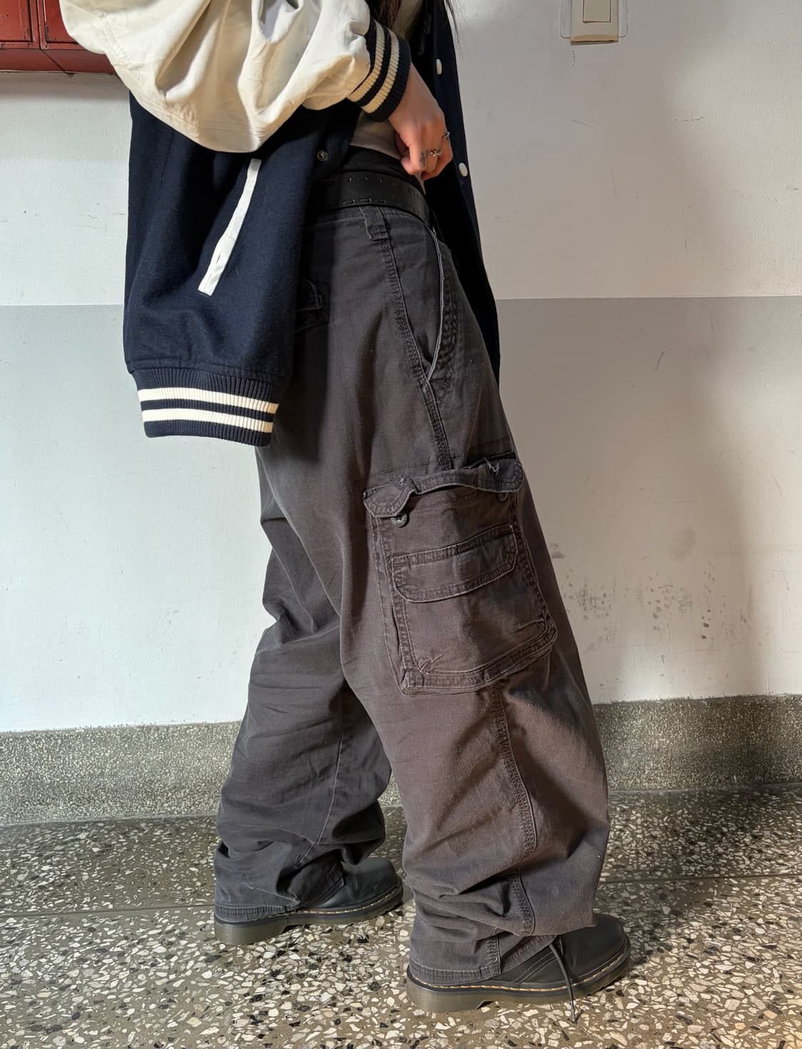 90s LEE 블랙 코튼 카고 와이드 팬츠 상품이미지2