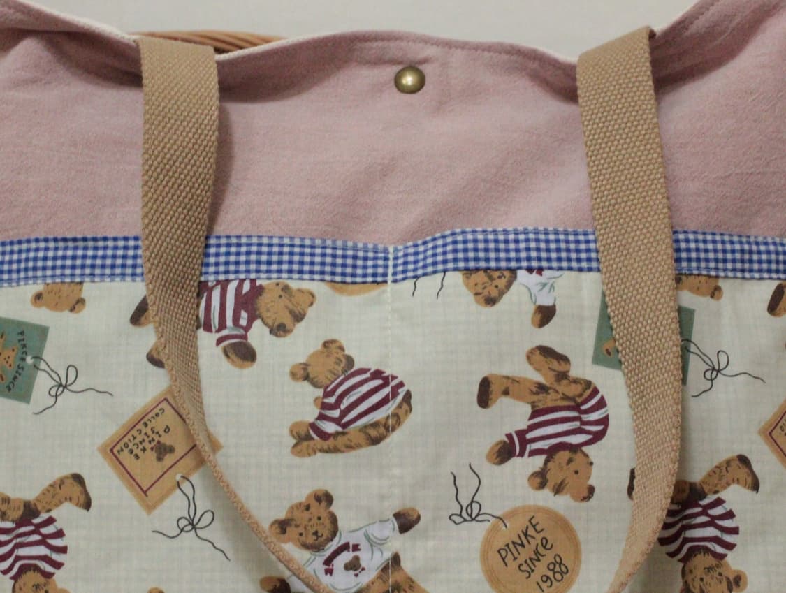 (잠시할인중) 핸드메이드 곰무늬 2포켓 핑크 가방 상품이미지2