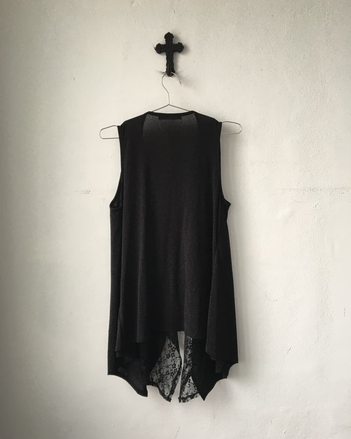 Lace layered open drape vest 상품이미지3
