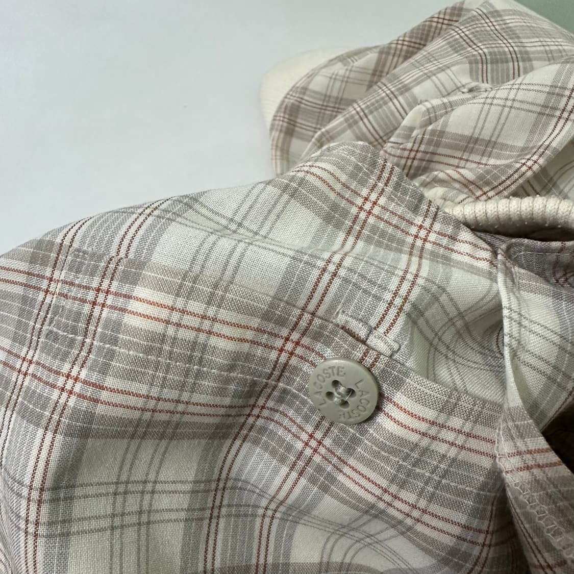 XL 라코스테 체크 오버핏 면 블루종 상품이미지8