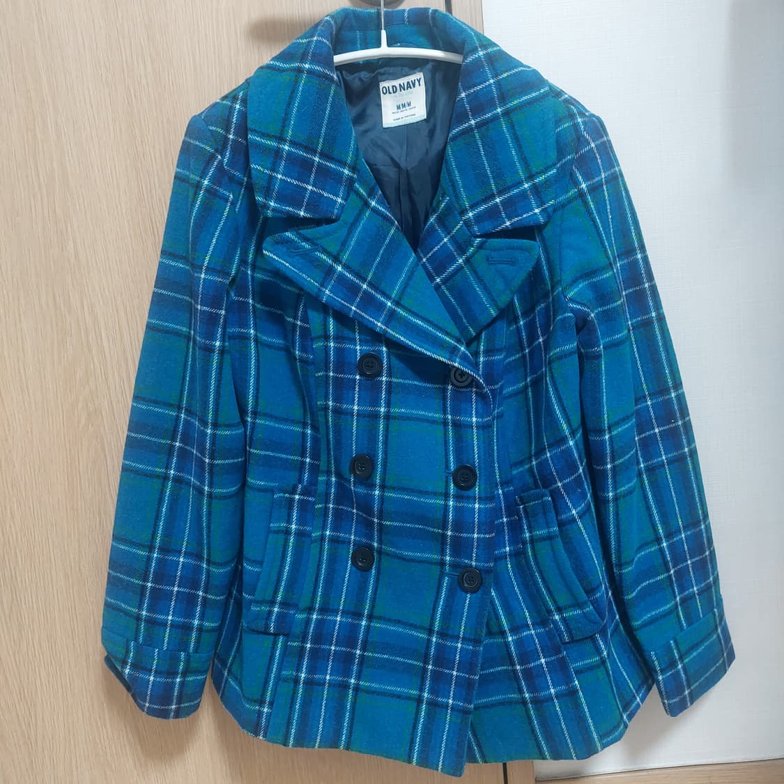 모리걸 너드 하구미 올드 네이비 블루 체크패턴 코트 상품이미지1