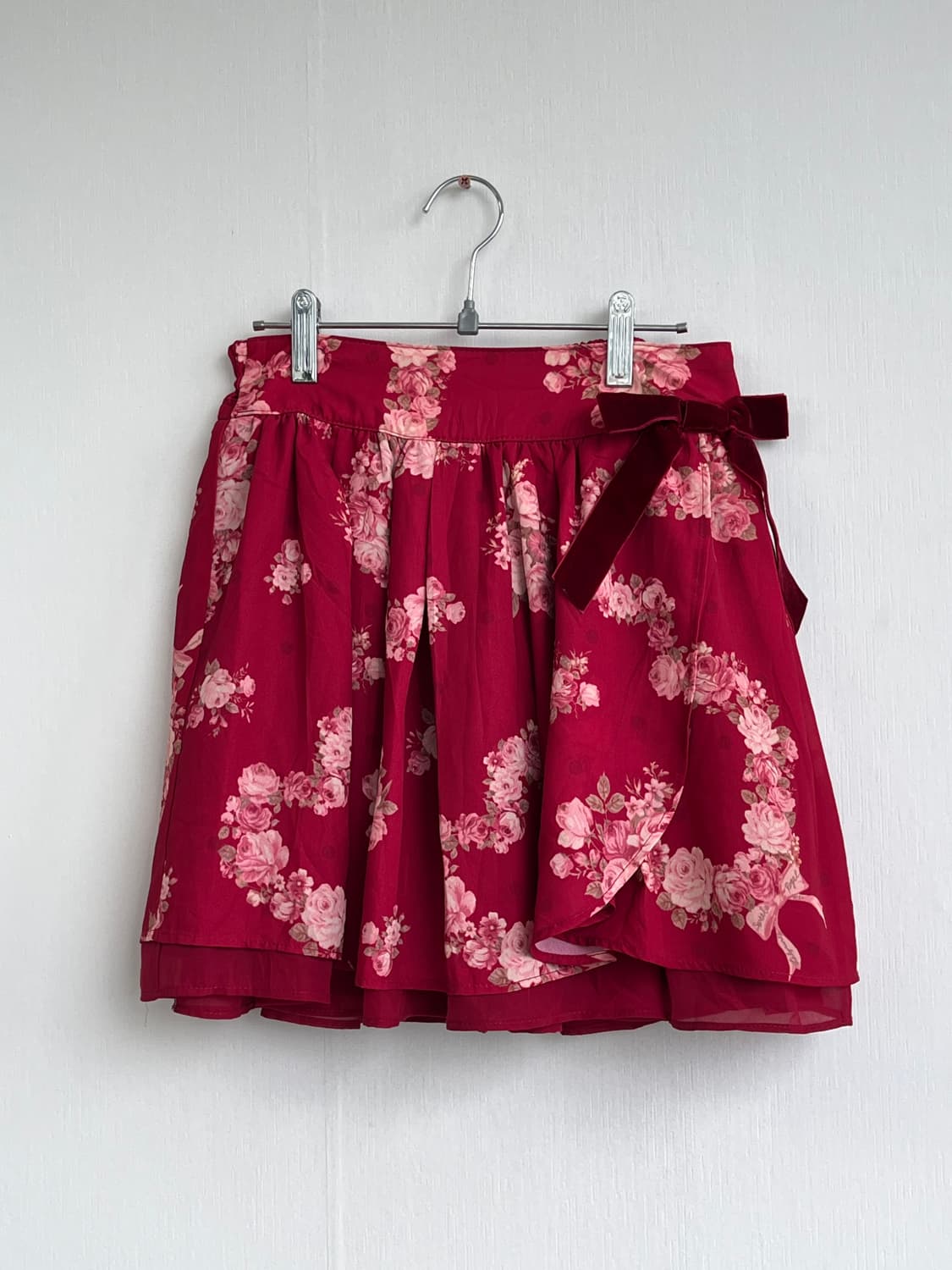 Vintage Red Ribbon Floral Skirt 상품이미지1