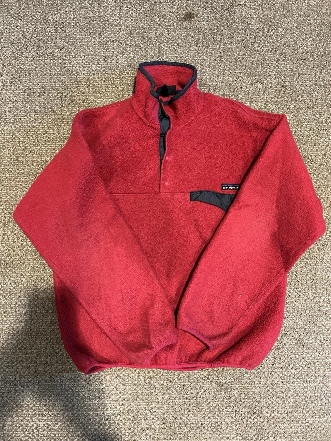 90s 파타고니아 신칠라 스냅-T 레드/블랙 USA 상품이미지1