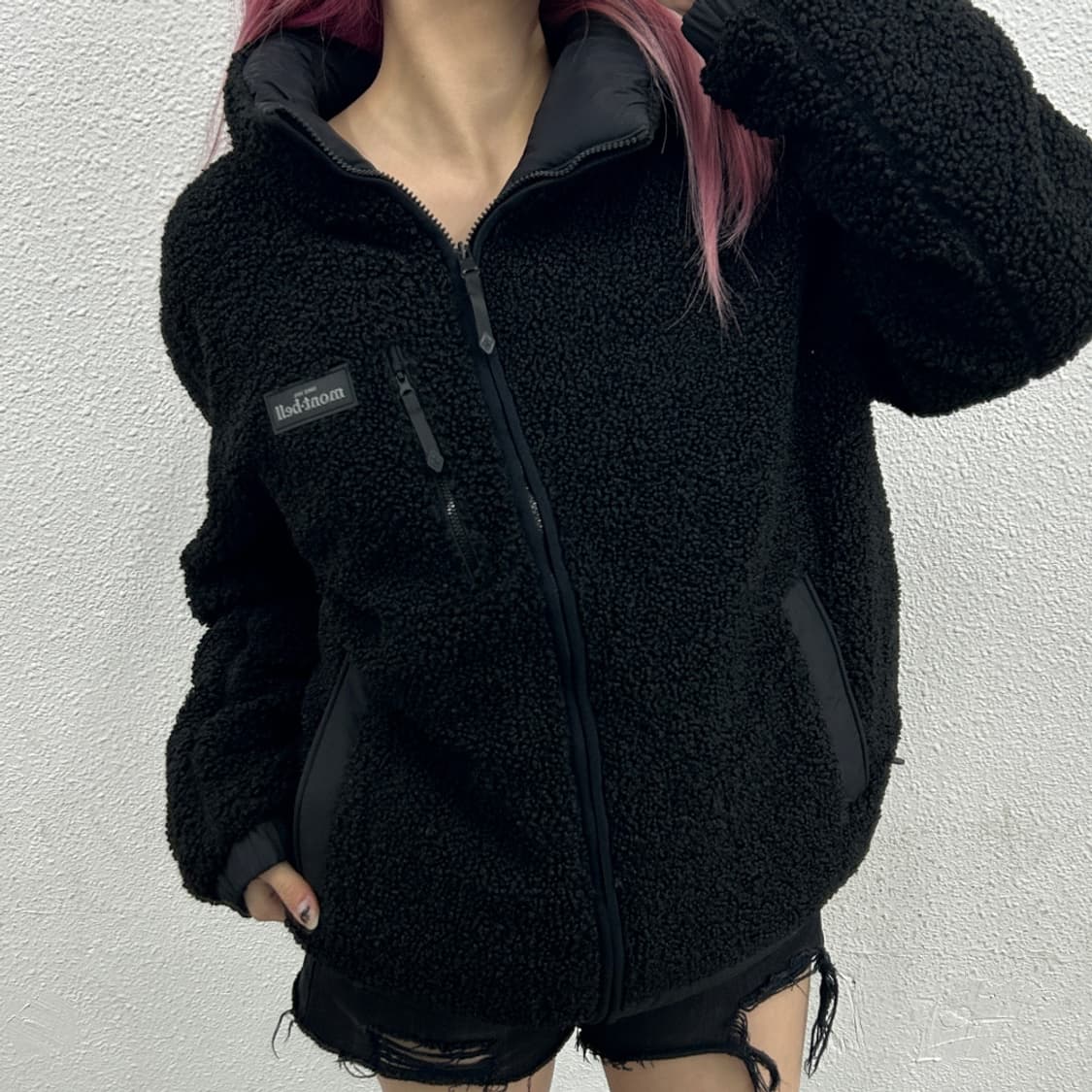 몽벨 블랙 리버시블 뽀글이 패딩 XL 상품이미지1