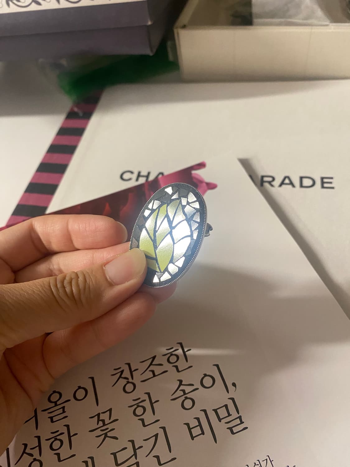 빈티지 모자이크 브로치 겸 팬던트 일본 상품이미지3