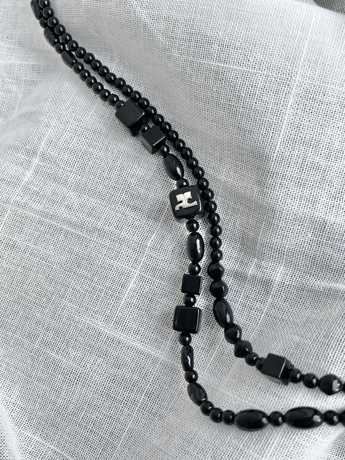 Courreges 꾸레쥬 더블 스트랩 네클리스 블랙 상품이미지1