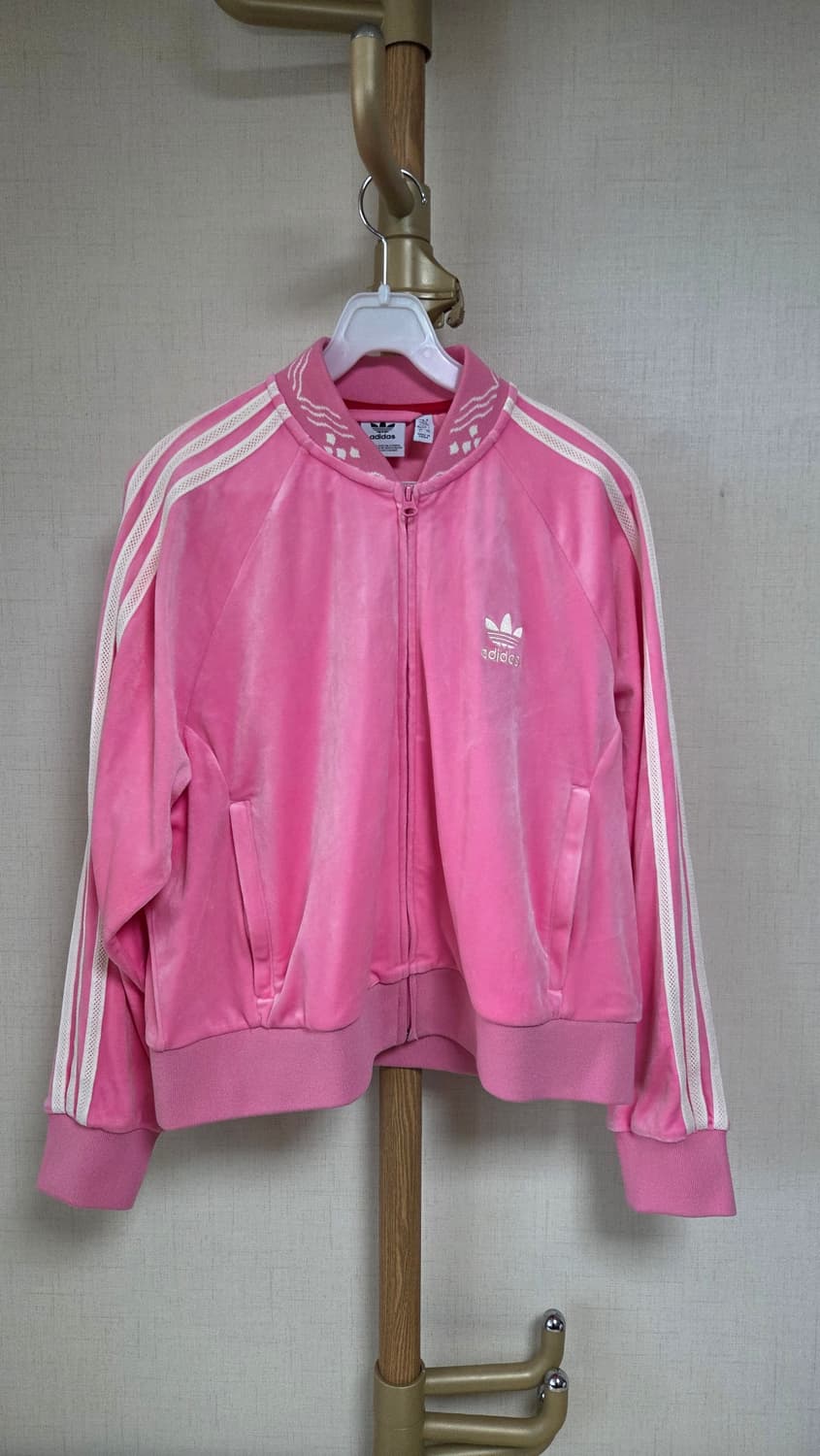 아디다스 X FeifeiRuan 벨루어 크롭 핑크 져지 트랙탑 상품이미지1