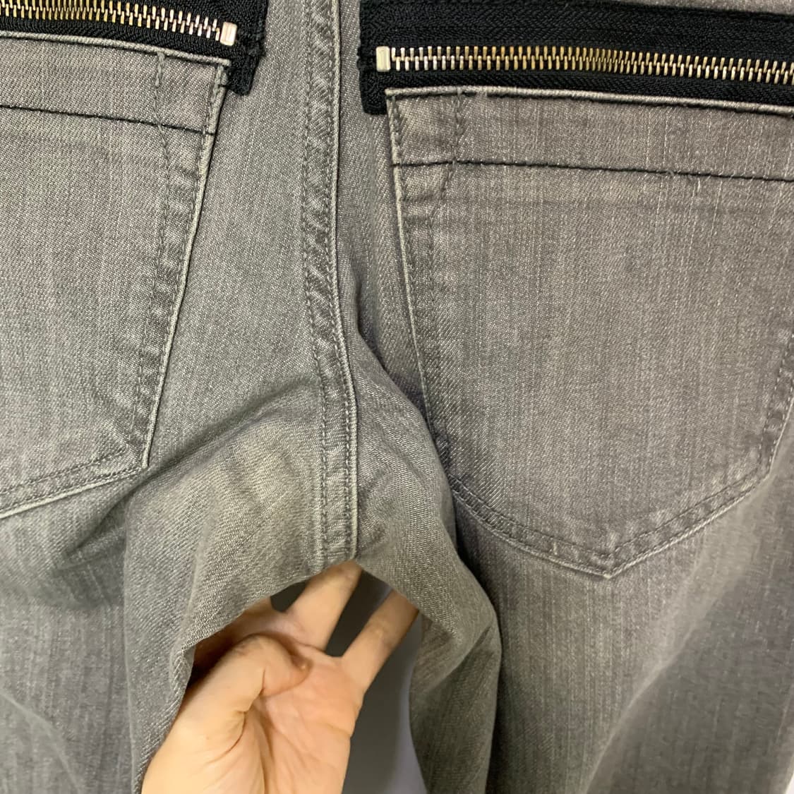 빔즈하트 00s 투지퍼포켓 디테일 스키니 그레이 데님팬츠 M 남녀공용 상품이미지9