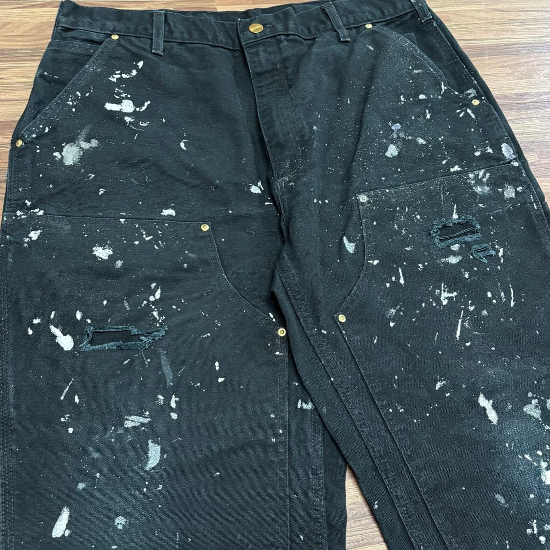 미제 칼하트 더블니 페인티드 블랙 카펜터 워크 팬츠 36 상품이미지2