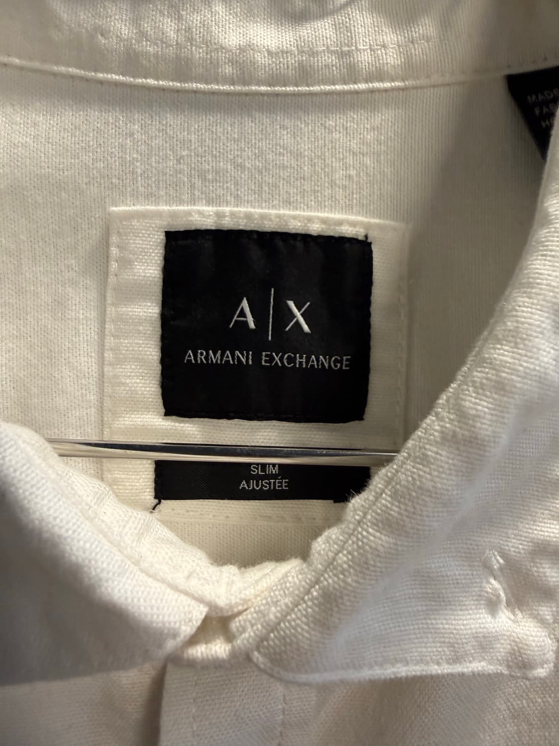 M 알마니익스체인지 ARMANI 슬림핏 코튼 셔츠 화이트 상품이미지6