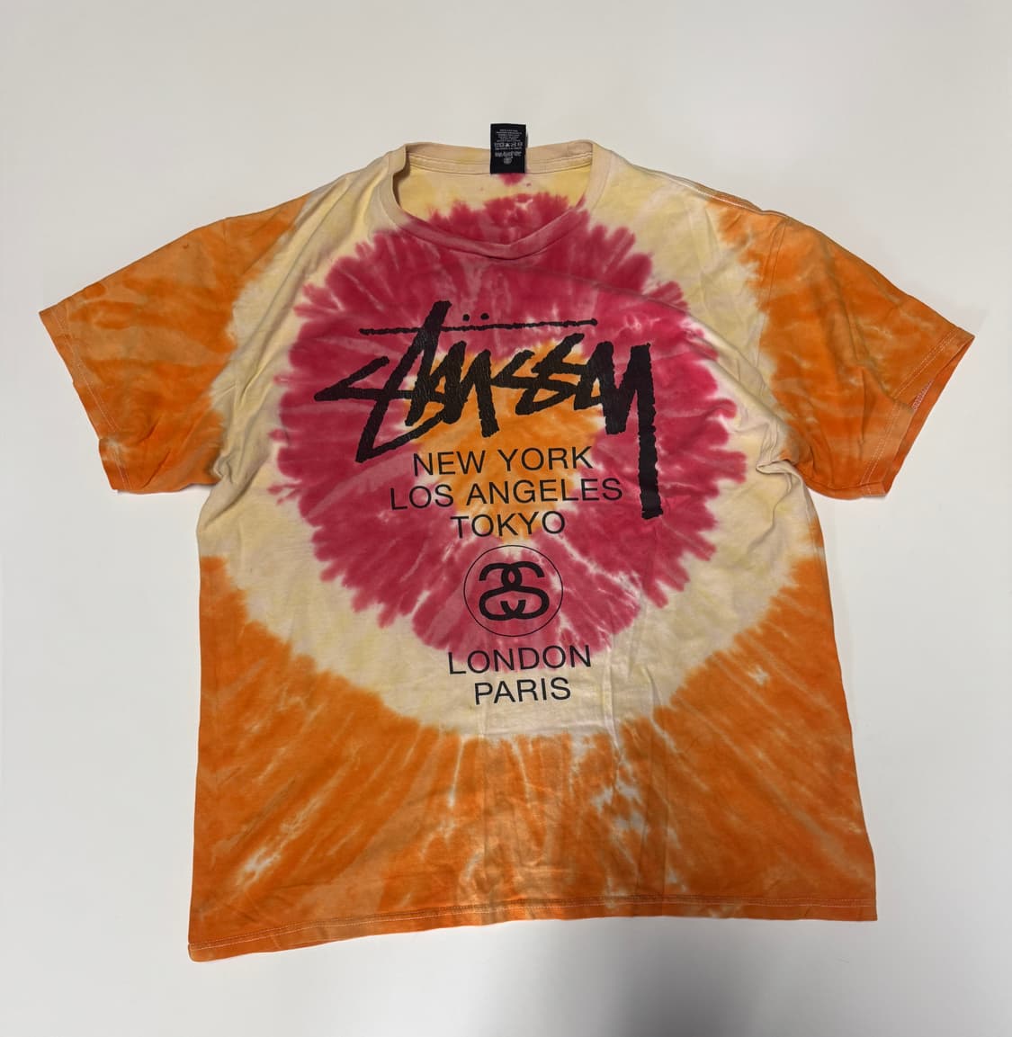 희귀!! 스투시 Stussy 타이다이 시티 로고 반팔 티셔츠 L 상품이미지1