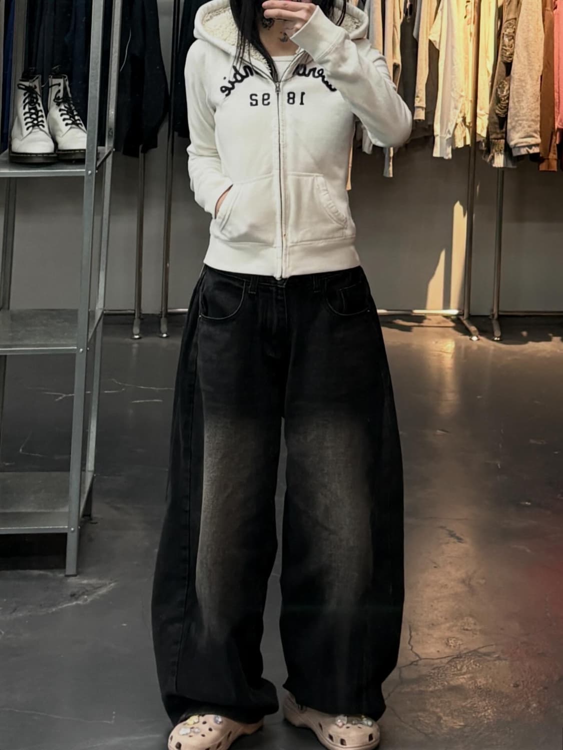 아베크롬비 아치로고 화이트후드집업 A3631 상품이미지1