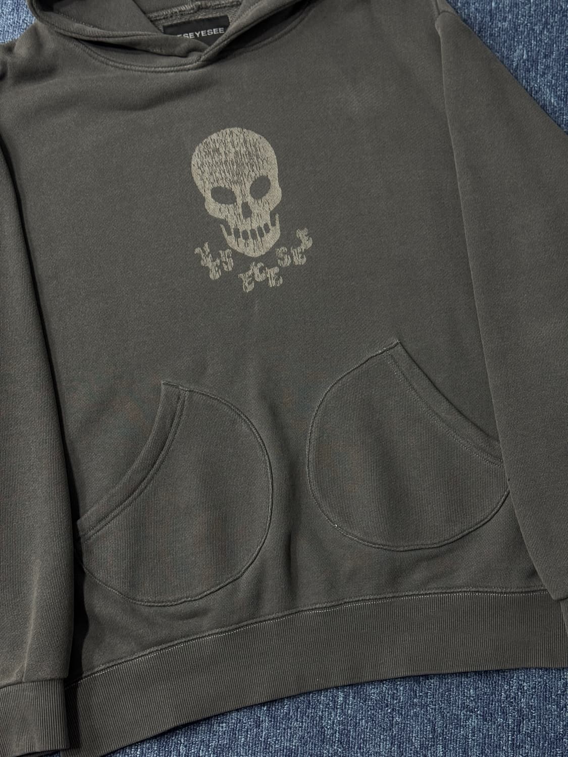 [XL] 예스아이씨 스컬 피그먼트 후드 차콜 상품이미지2