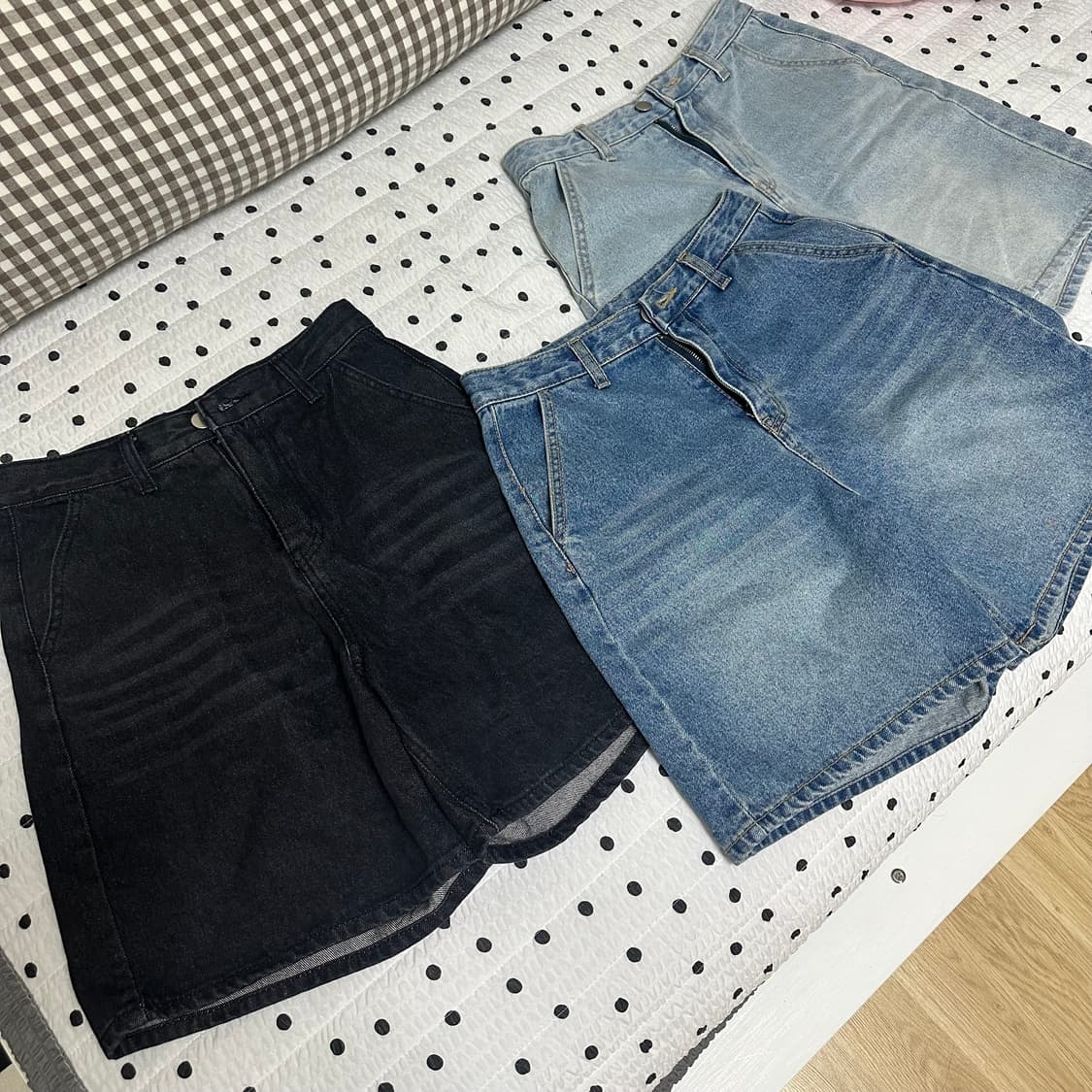 데일리쥬 론니브 버뮤다 5부 하프 데님 팬츠 흑청중청연청S 일괄 상품이미지8