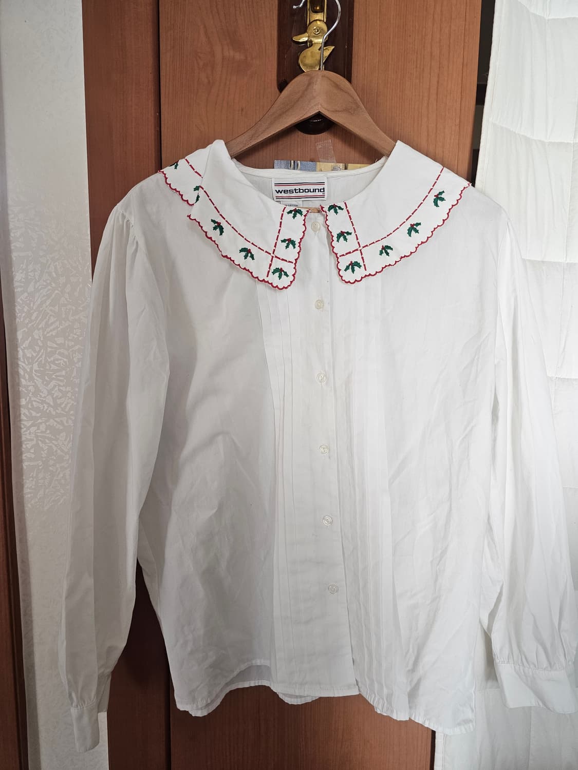 빈티지 크리스마스 자수 블라우스 상품이미지2