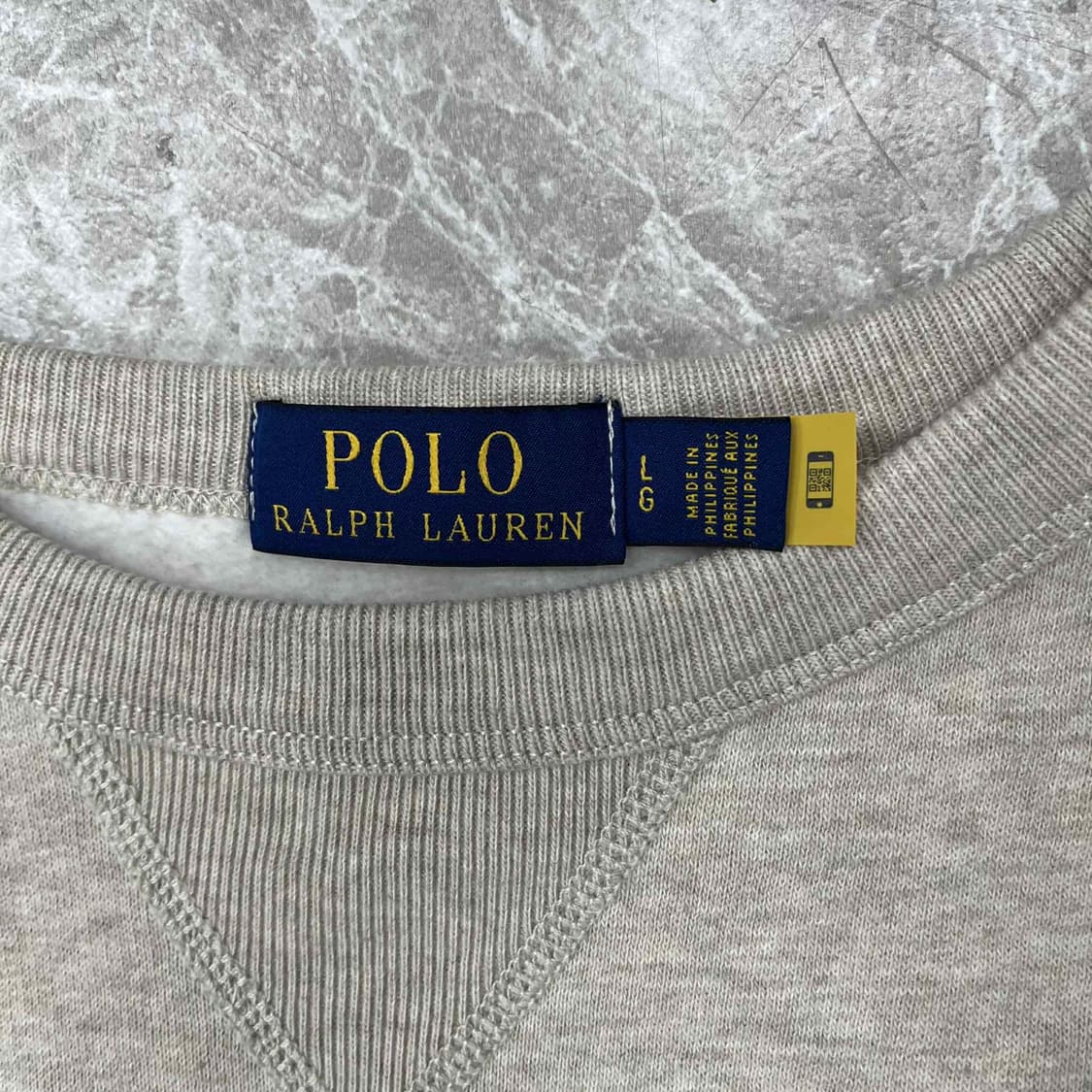 *최신형 폴로 랄프로렌 큐알택 아치로고 베이지 핀터깔 스웨트셔츠 맨투맨( 상품이미지4