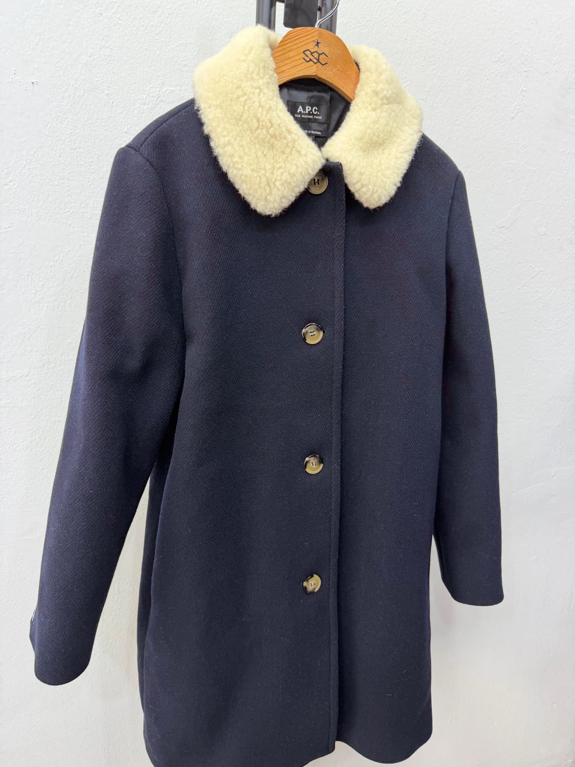 정품) A.P.C. 아페쎄 여성 넥 카라 코트 네이비 36 상품이미지2