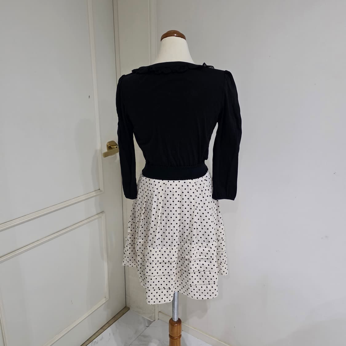 일본빈티지)블랙 고딕모리걸 로맨틱 로리타 레이스도트캉캉 일체형원피스 상품이미지3