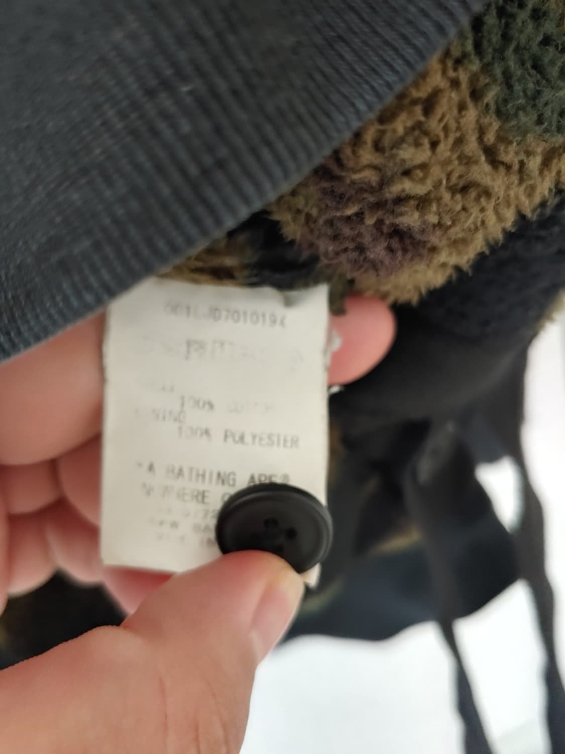 [L] 베이프 1ST 그린 카모 플리스 샤크후드 반집업 상품이미지6