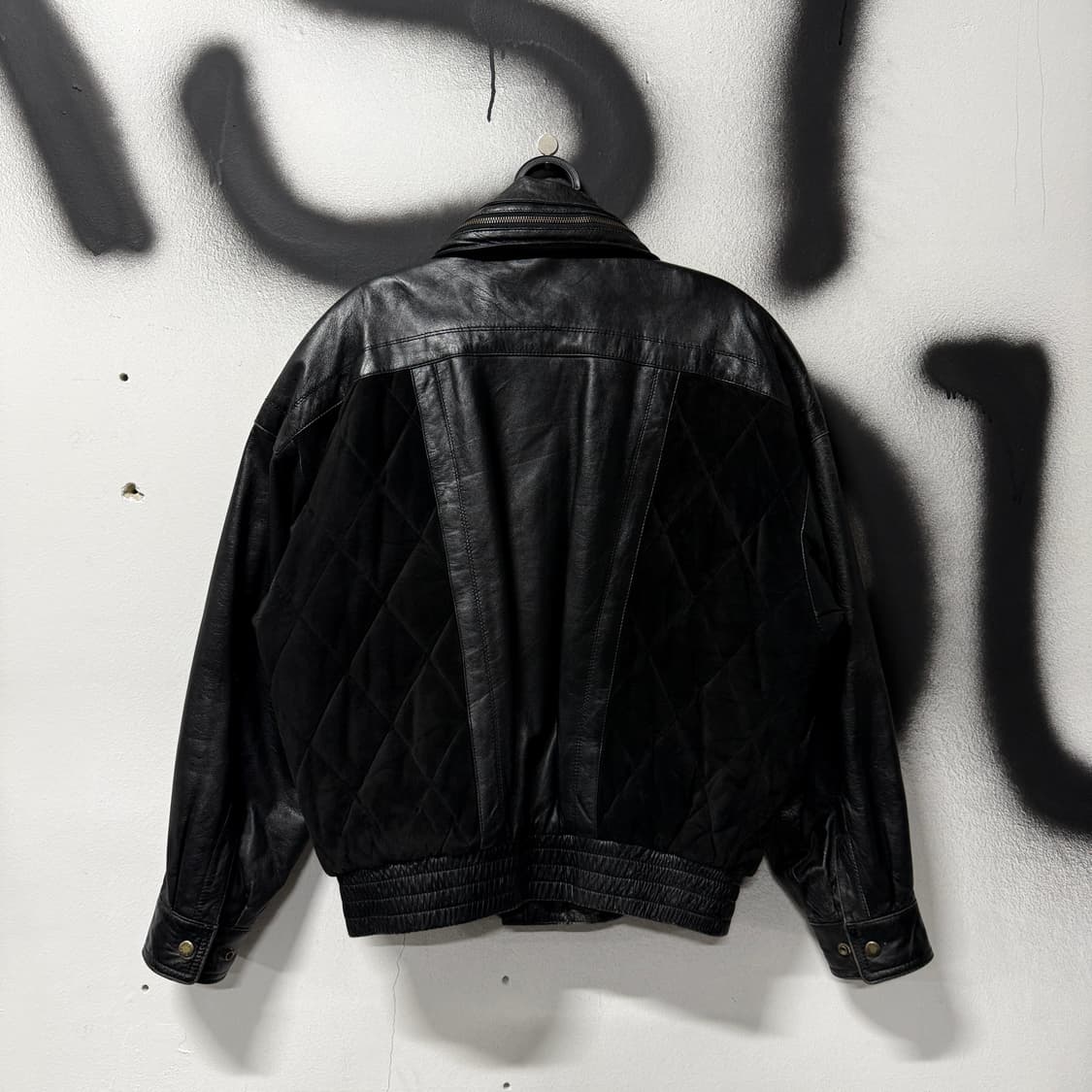 VTG 빈티지 100% 쉽스킨 퀼팅 디테일 양가죽 블루종 자켓 상품이미지2