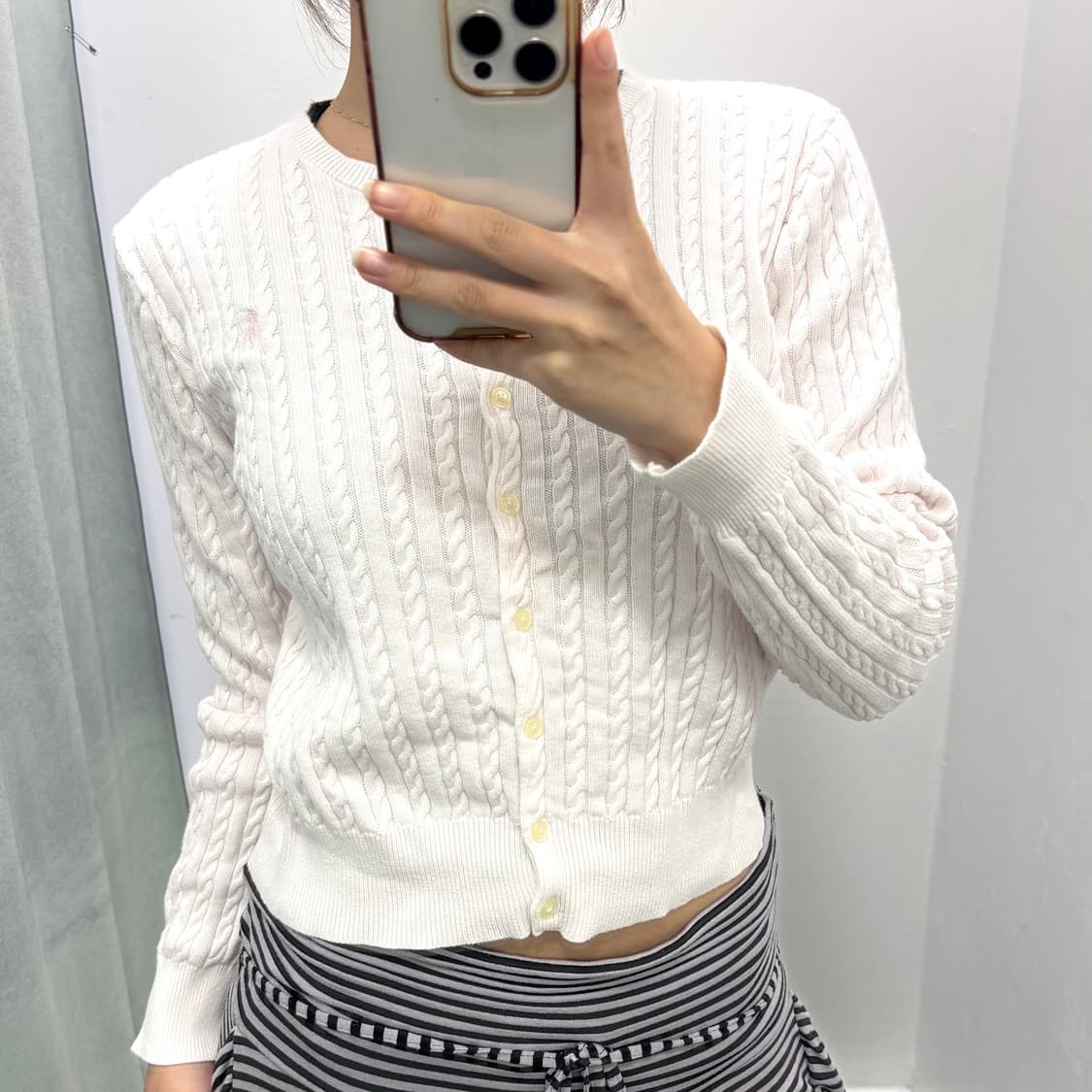 폴로 핑크 꽈베기 가디건 상품이미지2