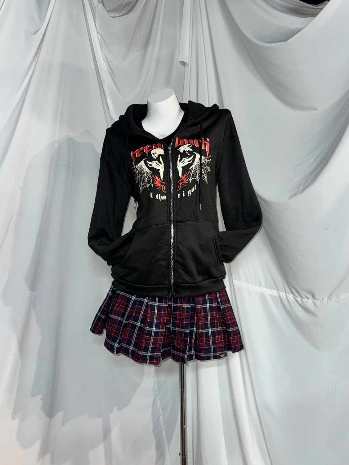 레드 체크 데일리 펑크 니혼진 코디세트  상품이미지4