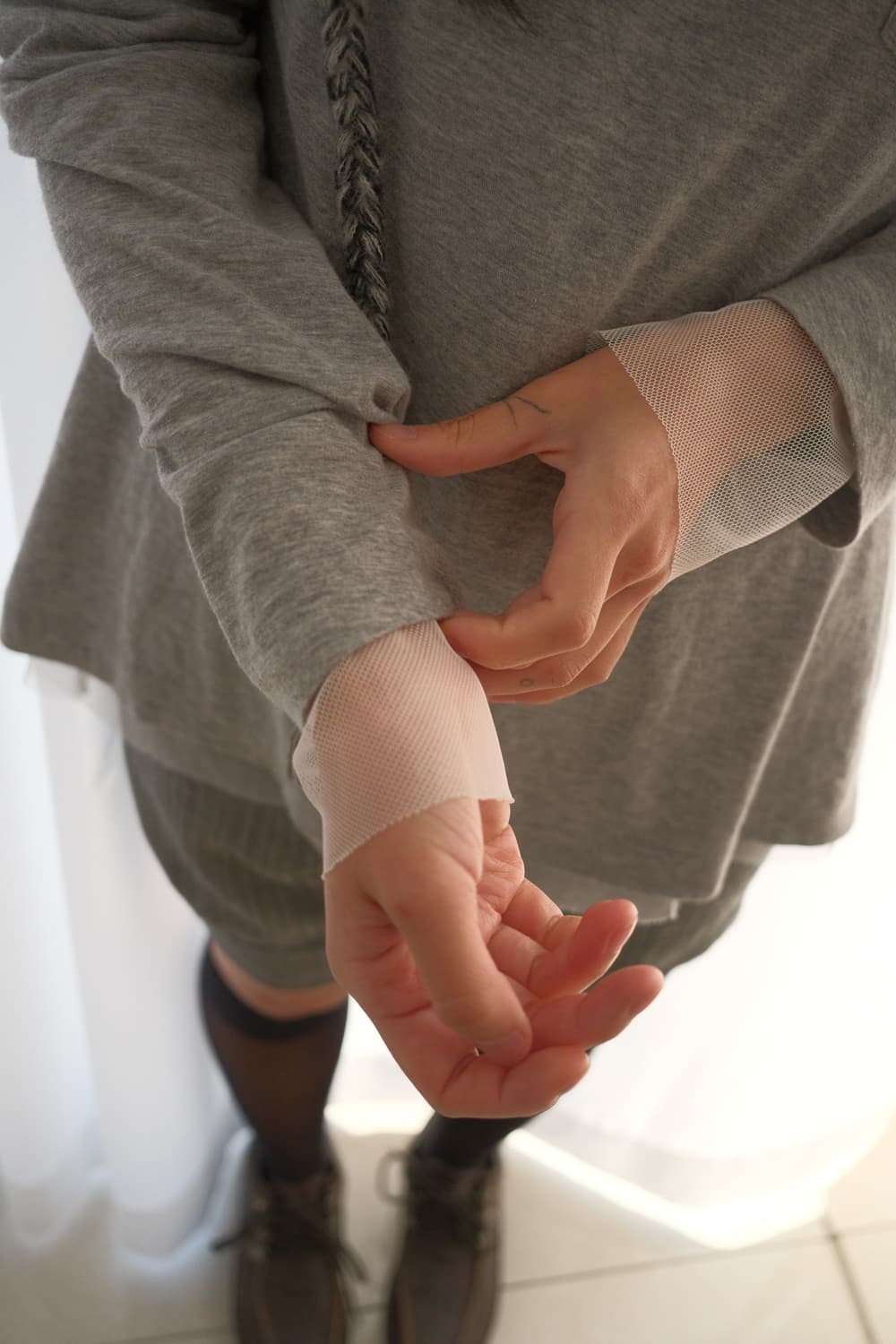 Tulle layered side button top 상품이미지5