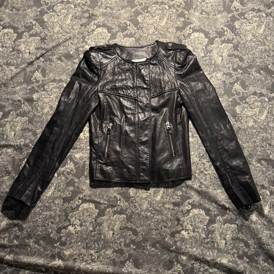 크롭 램스킨 레더 자켓 상품이미지1