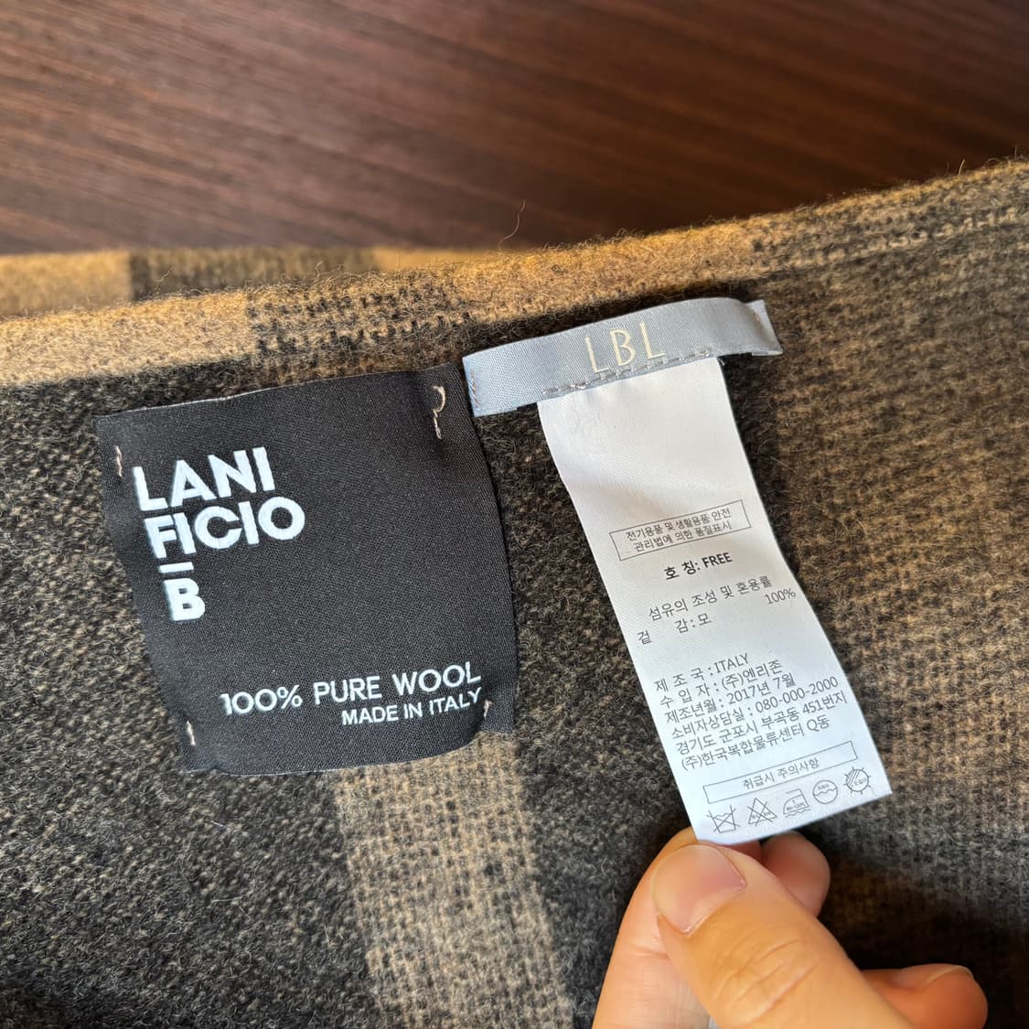 [LBL] 이태리산 Lanificio B 100% 울 숄/브라운 체크 상품이미지4
