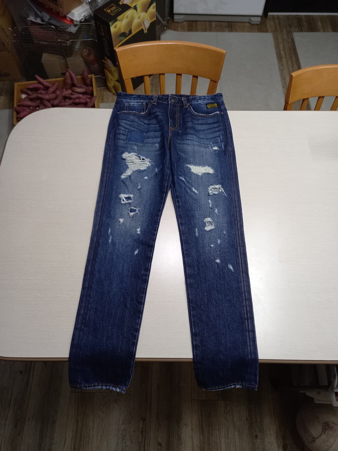 32 EVISU NO.5 Jap 데미지워싱 슬림일자 리페어진 32-352 상품이미지1