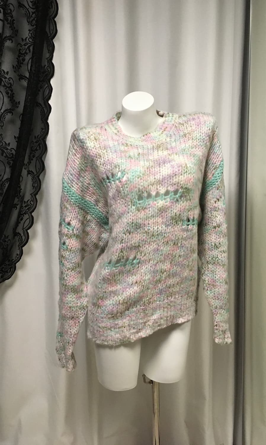 Vintage 나나 하치 하구미 모리걸 펑크 파스텔 오버핏 데미지 니트  상품이미지1