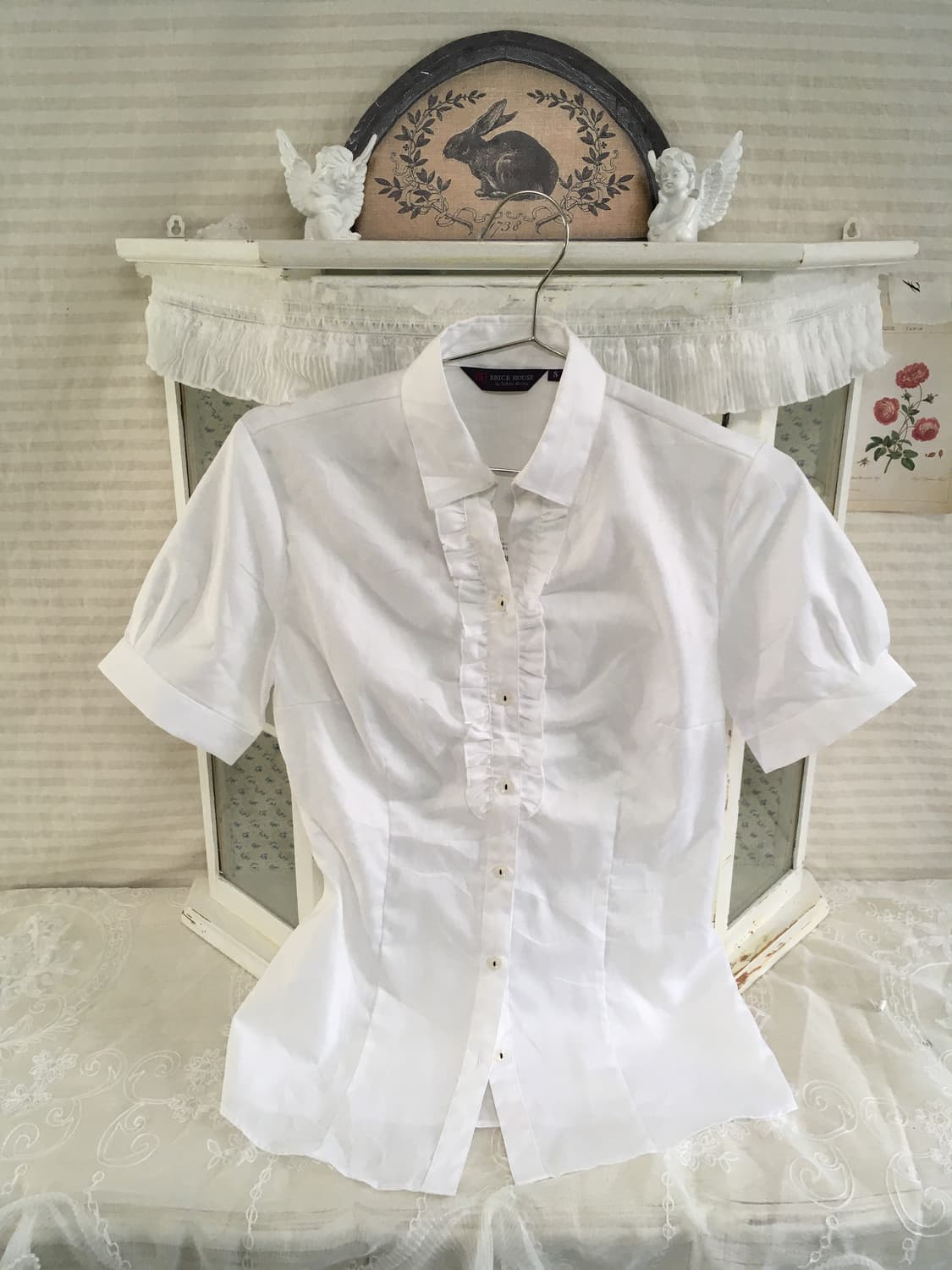 빈티지 화이트 프릴 퍼프 블라우스 상품이미지7