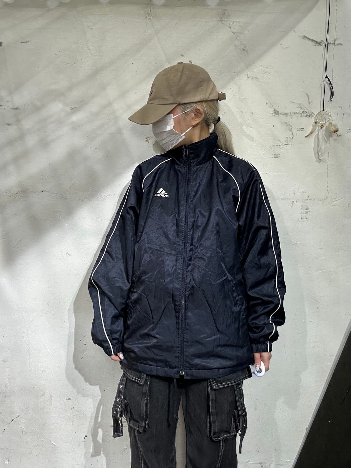 아디다스 네이비 화이트 사이드 라인 바람막이 자켓 M 상품이미지2