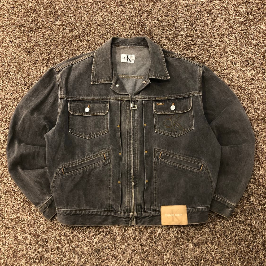 캘빈클라인 90s 흑청 데님 집업 자켓 상품이미지1