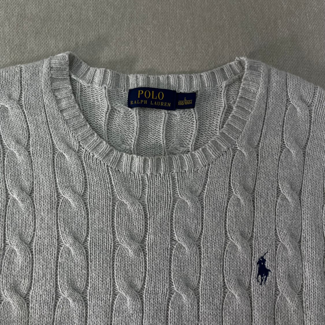 100 폴로랄프로렌 라이트그레이 꽈배기 니트 상품이미지2