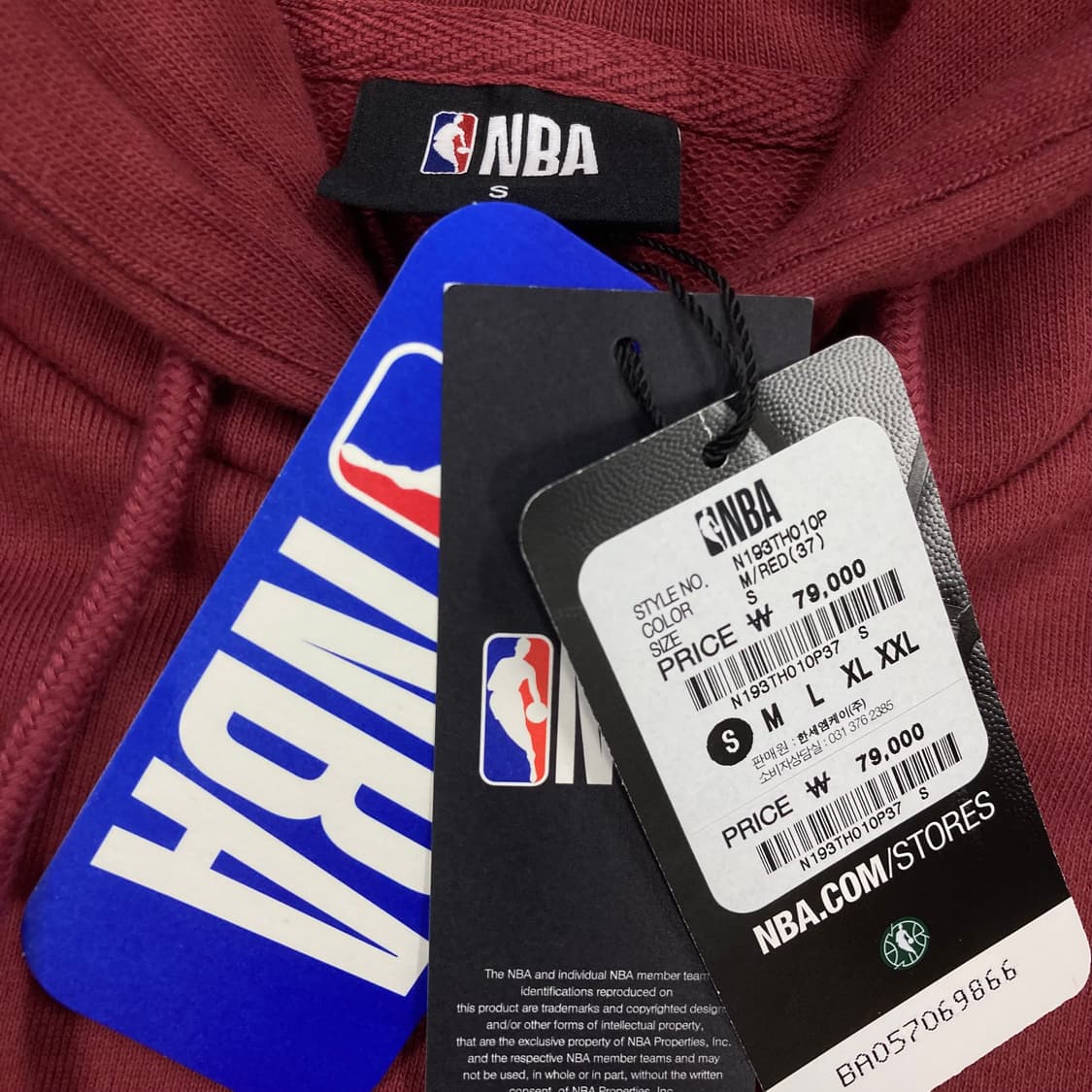 NBA 버건디 컬러 스몰 로고 후드티 상품이미지3