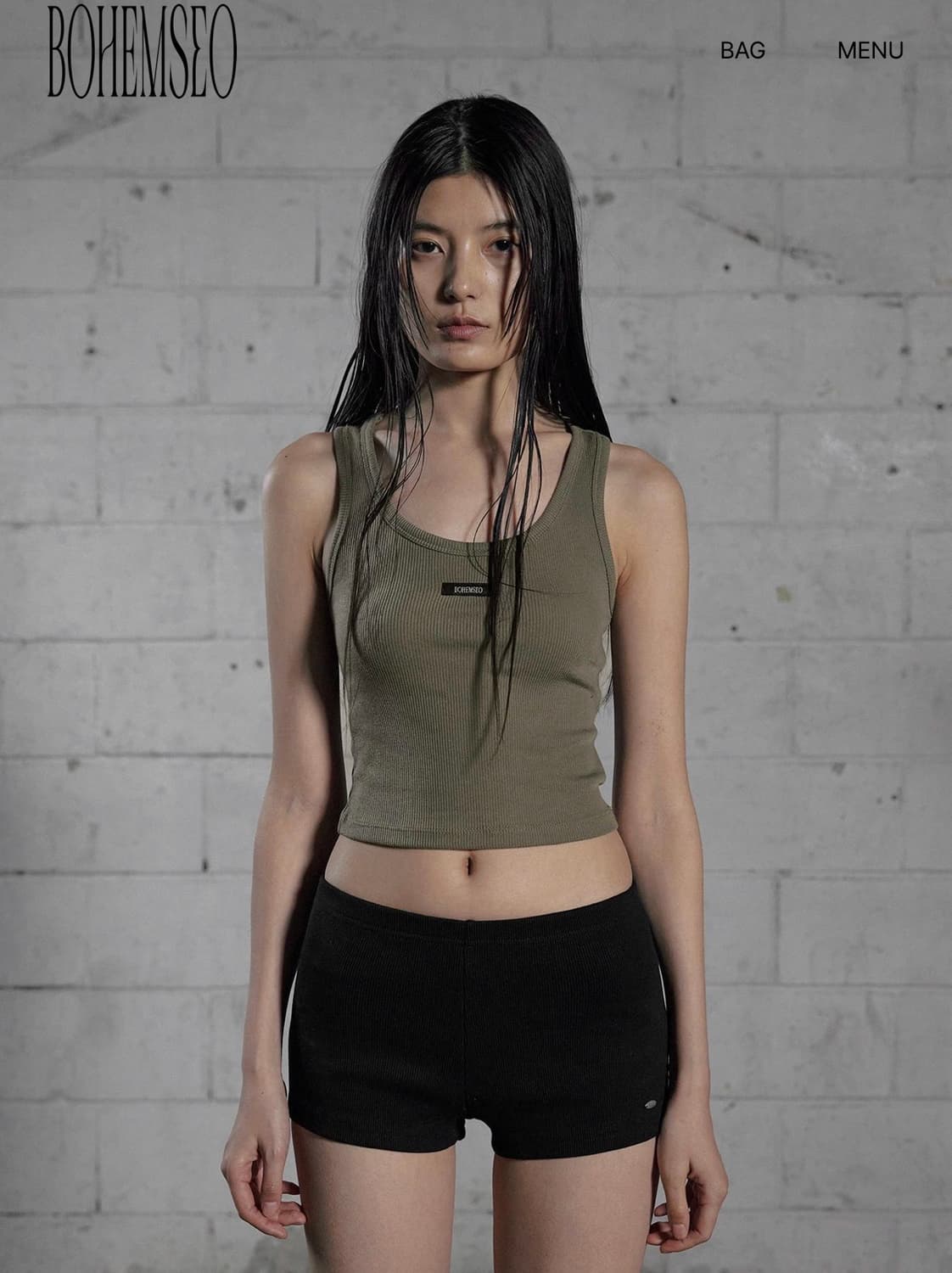 보헤미안서울 베이직 슬리브리스 카키 상품이미지1
