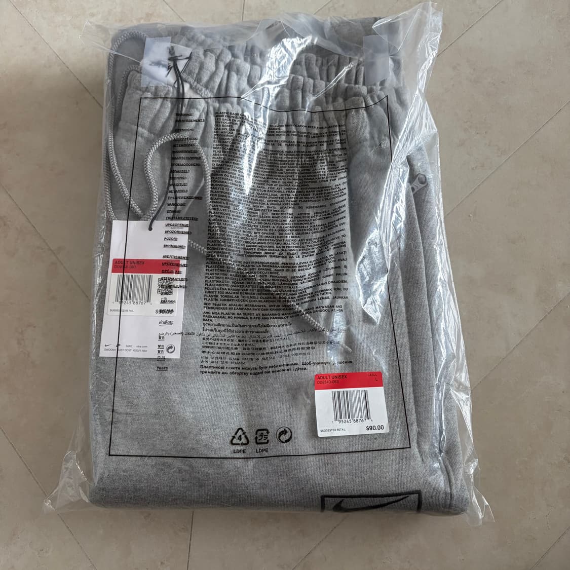 새상품(L)나이키x스투시 NRG 플리스 트레이닝 팬츠 다크 그레이 헤더 상품이미지2