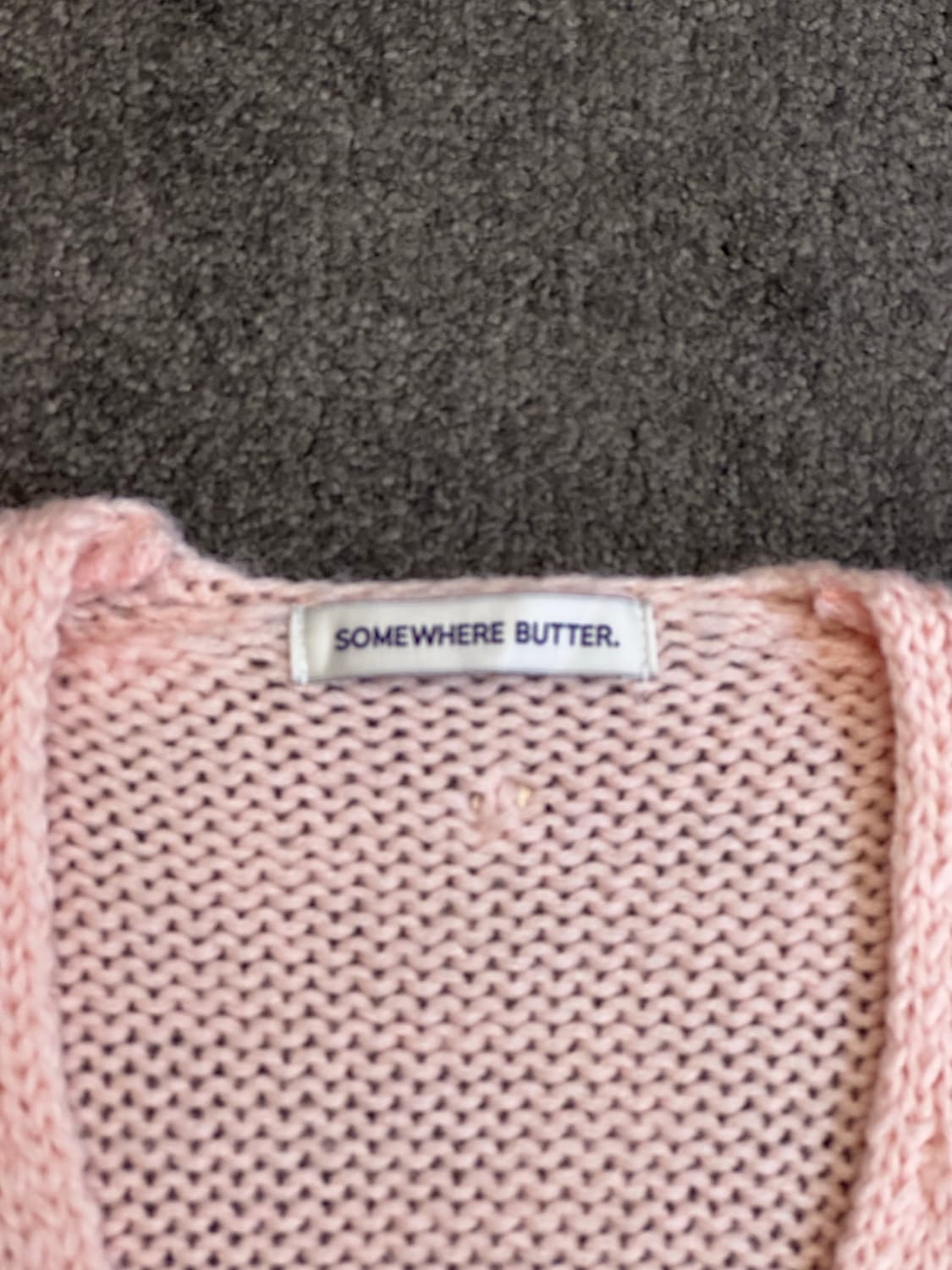썸웨어버터 핑크 브이넥 니트 free[실측확인] 상품이미지4