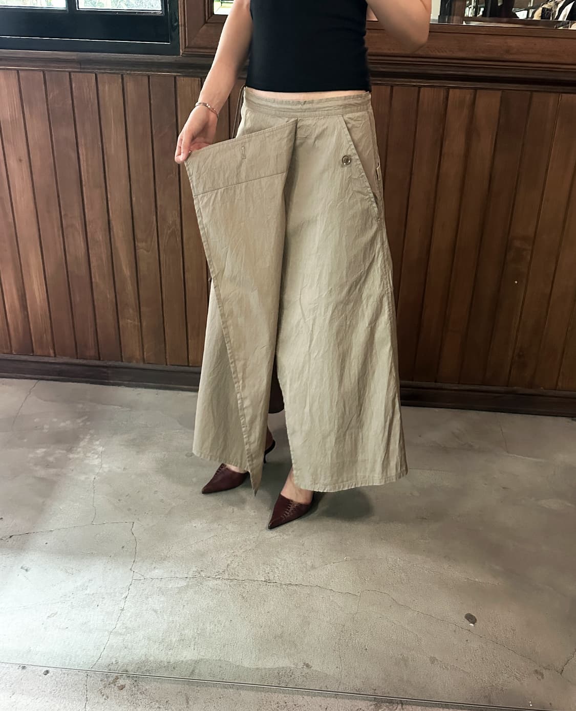 Y'S cotton wrap maxi skirt 상품이미지4