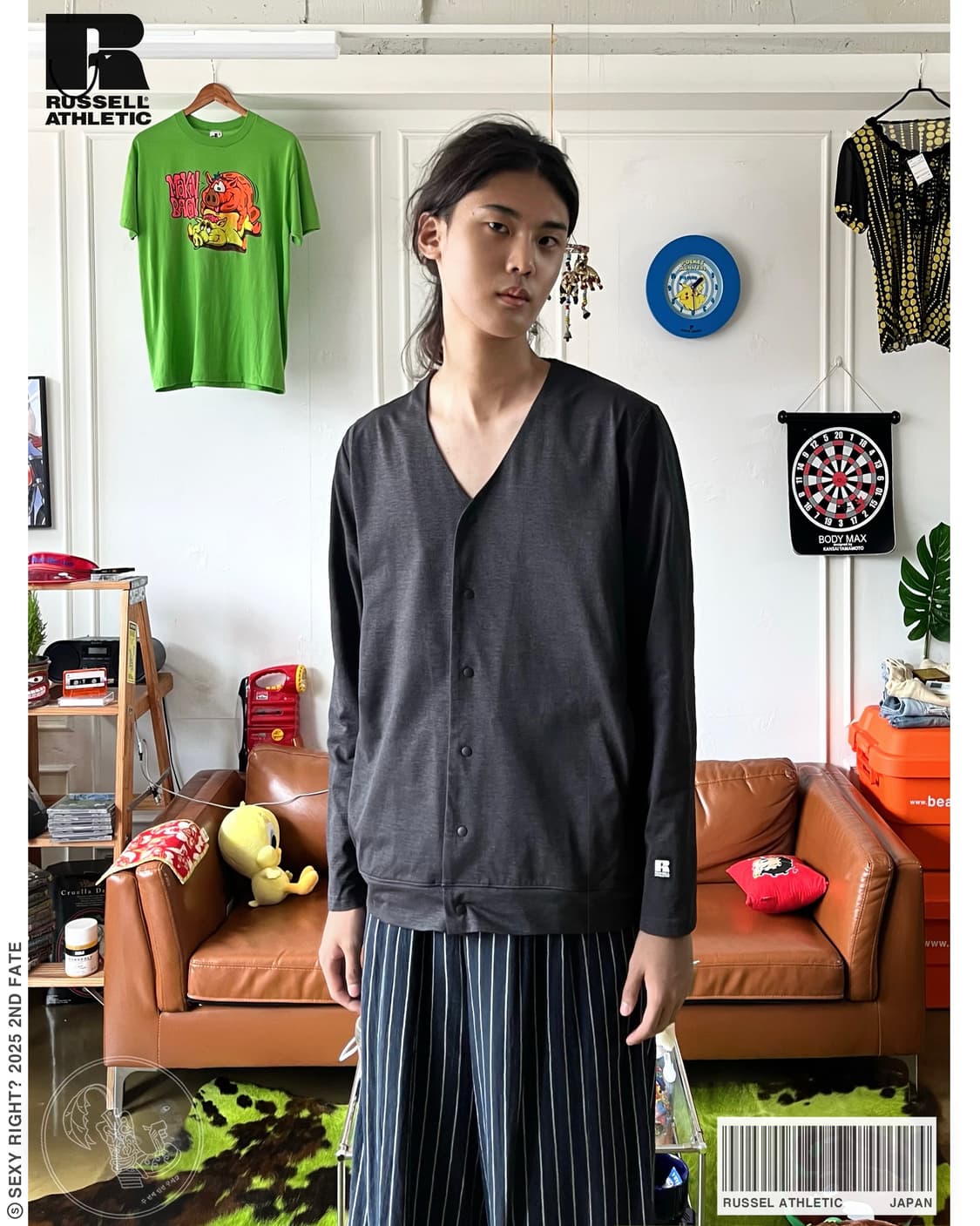 RUSSEL ATHLETIC V-Neck Snap Cardigan JK 상품이미지1