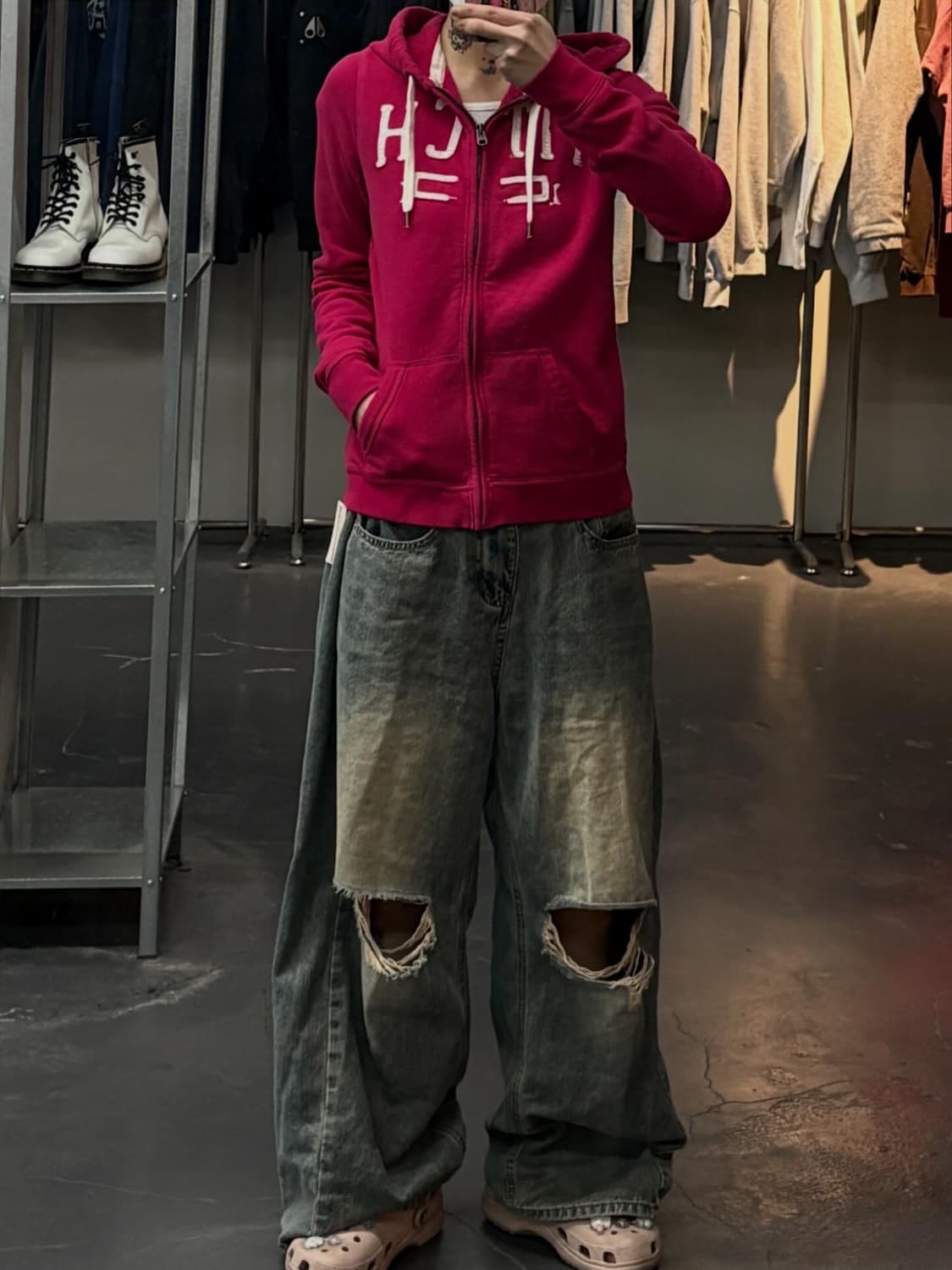 아베크롬비 스팽글로고 마젠타 핑크 후드집업 A3559 상품이미지1